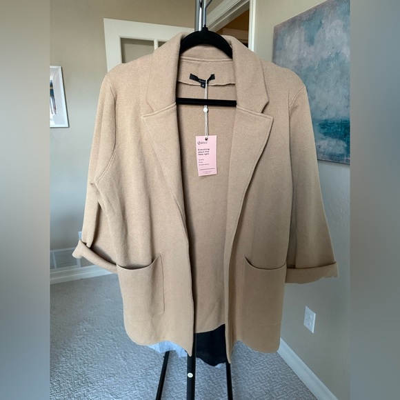 NWT New Quince 100% Organic Cotton Knit Blazer Camel Small - Picture 3 of 5
